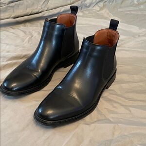 Black Faux Leather Men's Chelsea Boots